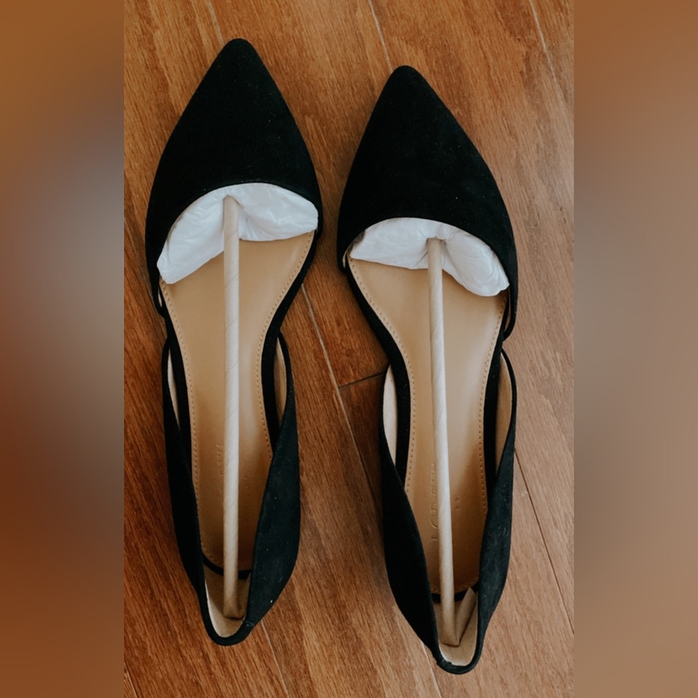 NWT JCrew Zoe Suede D’Orsay Flats Black Velvet/Suede